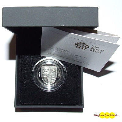 2009 Silver Proof £1 Coin - Shield of the Royal Arms - Click Image to Close